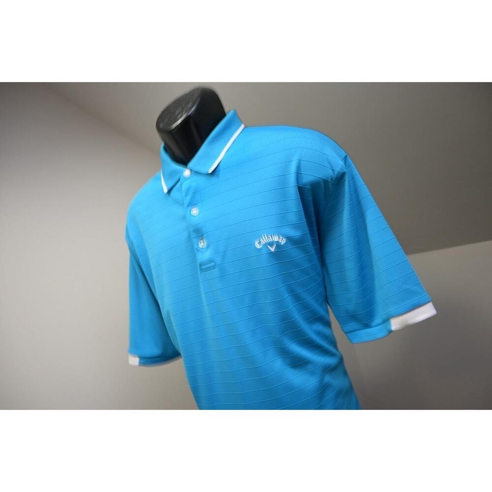 Callaway Golf Polo Shirt Opti Dri Striped Performance Athletic Shirt Mens Sz XL